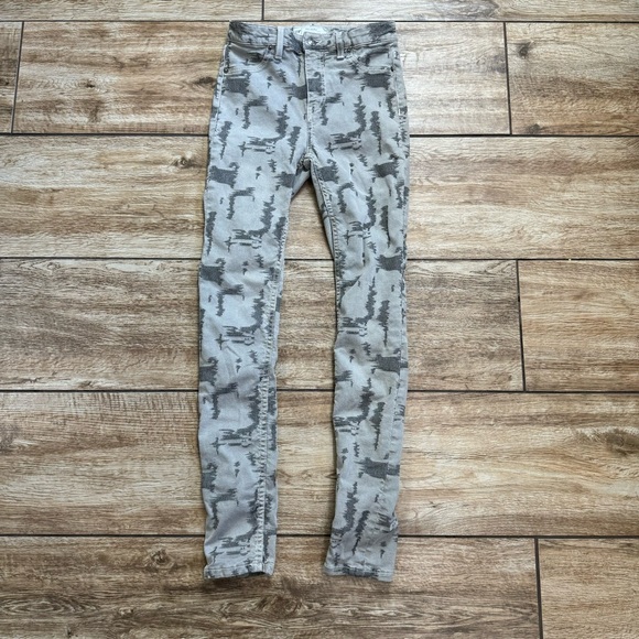 Free People Green Khaki High Rise Skinny Jeans Size 26 Jacquard High Rise Pants - Picture 7 of 13